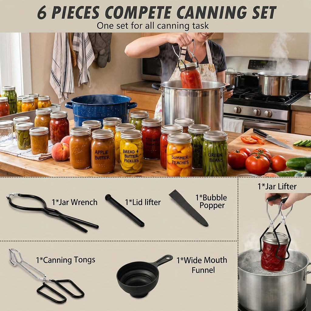 Canning Supplies Starter Kit Canner Tools for Water Bath and Pressure Canning Utensil Set includes Jar Lifter, Tongs