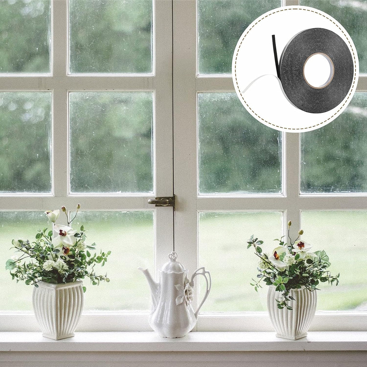 2 Rolls Double Sided Foam Tape for Mounting,1/2 Inch by 50 Feet,Black