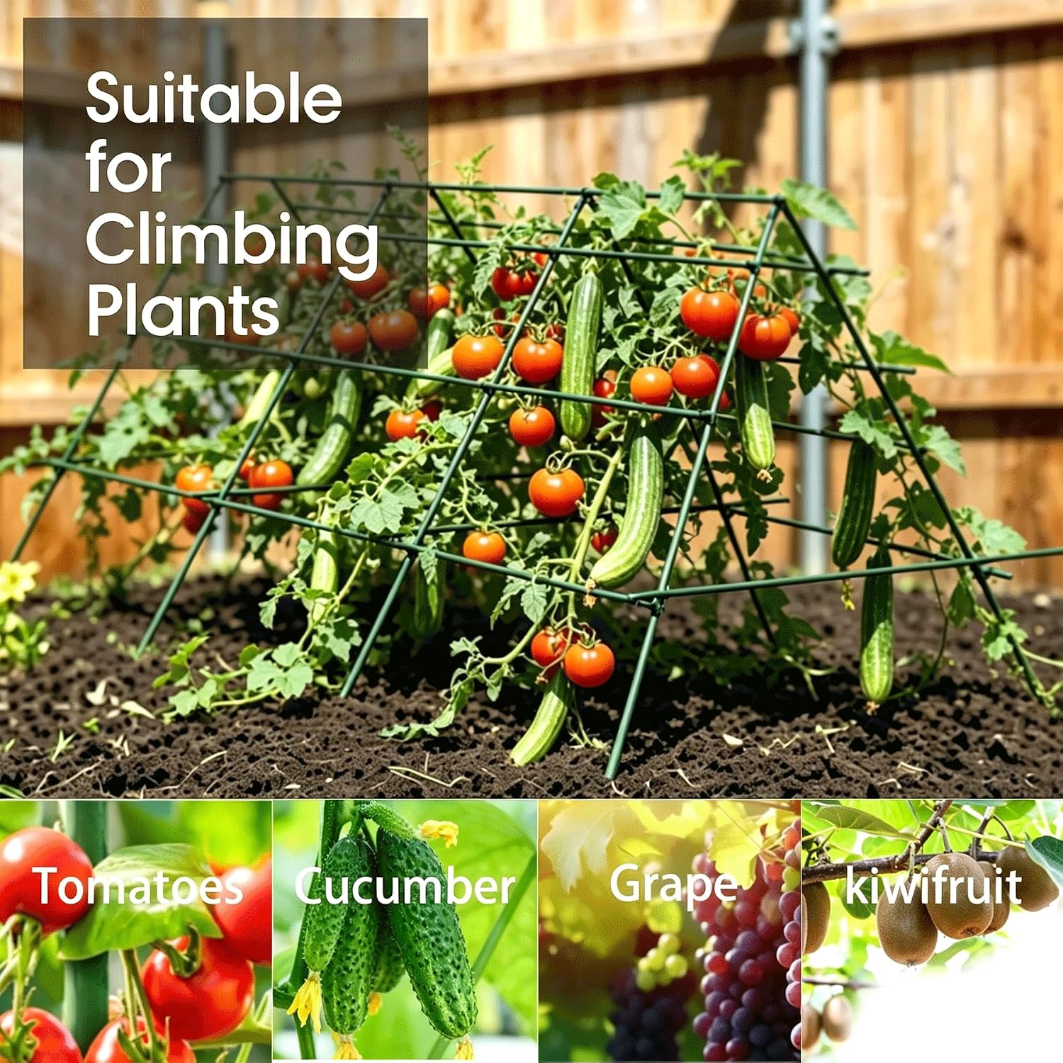26 PCS 57" Garden Support Stakes Plastic Coated Deformable Climbing Plant Trellis Plant Climbing Frame for Tomato