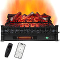 26” Fireplace Logs Heater - Realistic Pinewood, APP, Remote, Alexa, WiFi, Adjustable Flame Color & Brightness, 8H