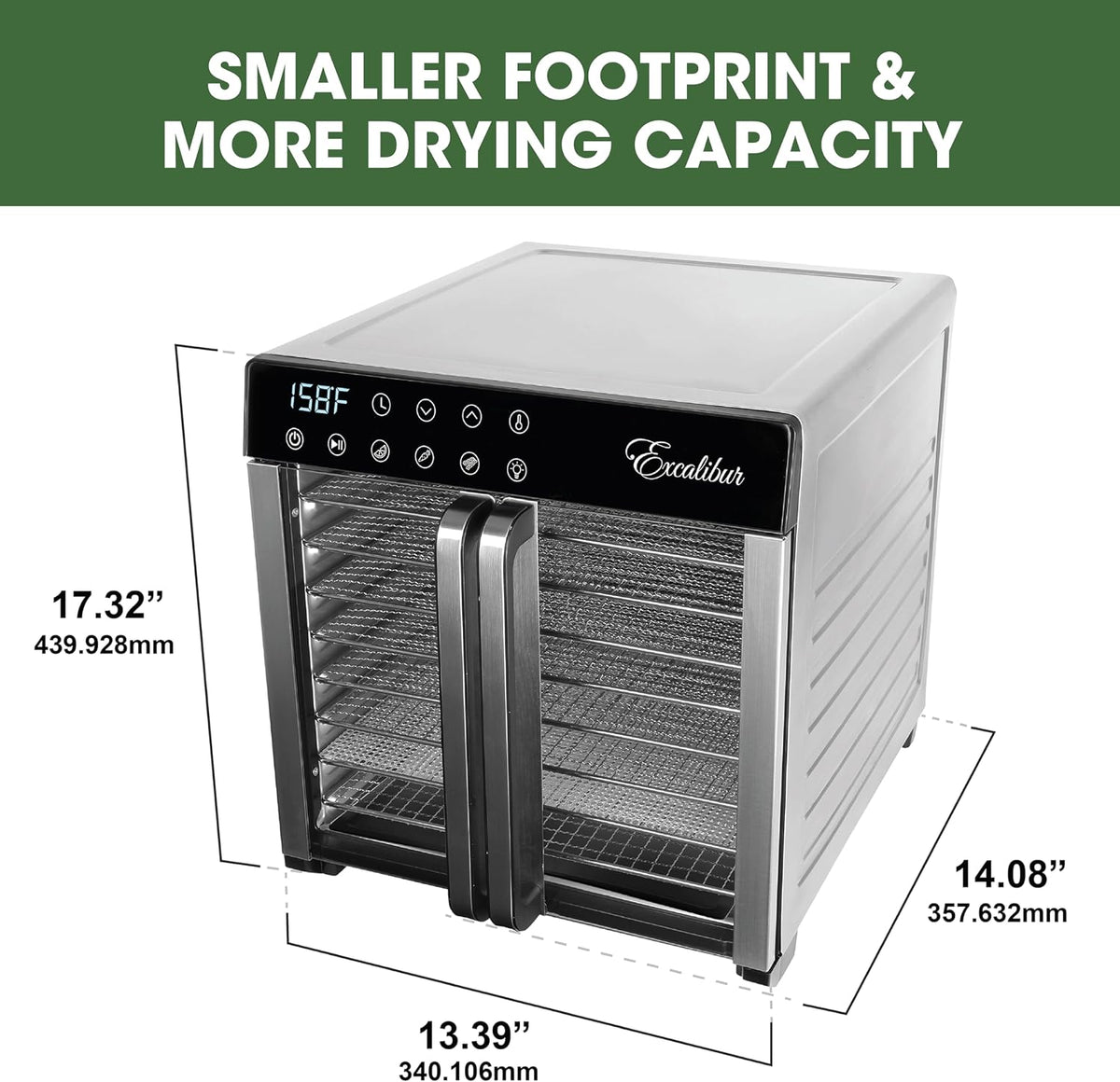 Food Dehydrator 8-Tray for Jerky, Fruit, Vegetables, Herbs, Pet Treats, 7.2 Cu Ft Drying Space with Adjustable