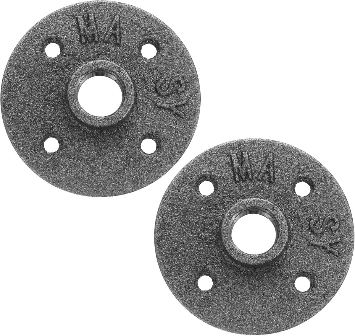 uxcell 2 Pack Industrial Pipe Floor Flange, Iron Pipe Fittings, 1/2 Inch Threaded Flange for DIY Project/Furniture/Shelving Decoration Black