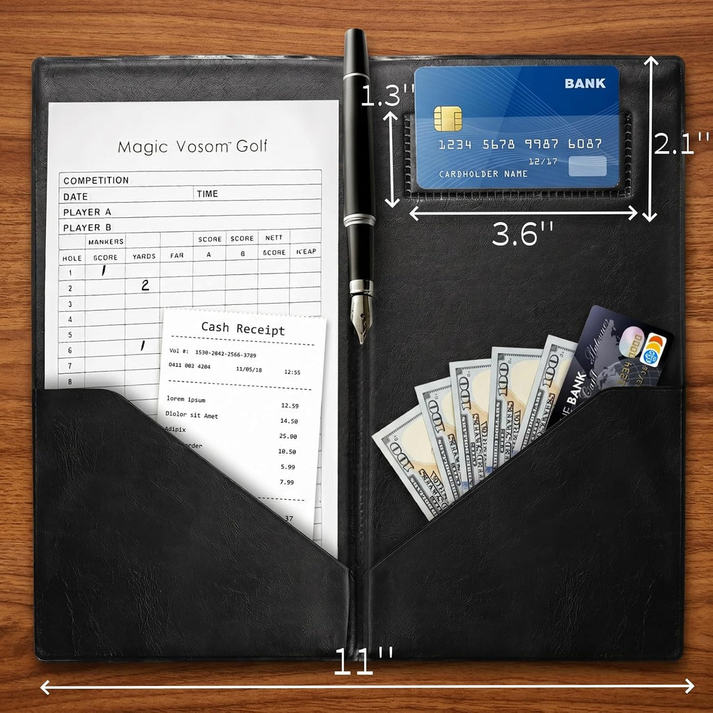 12 Pack Restaurant Check Presenters, Black Gold Thank You Imprint