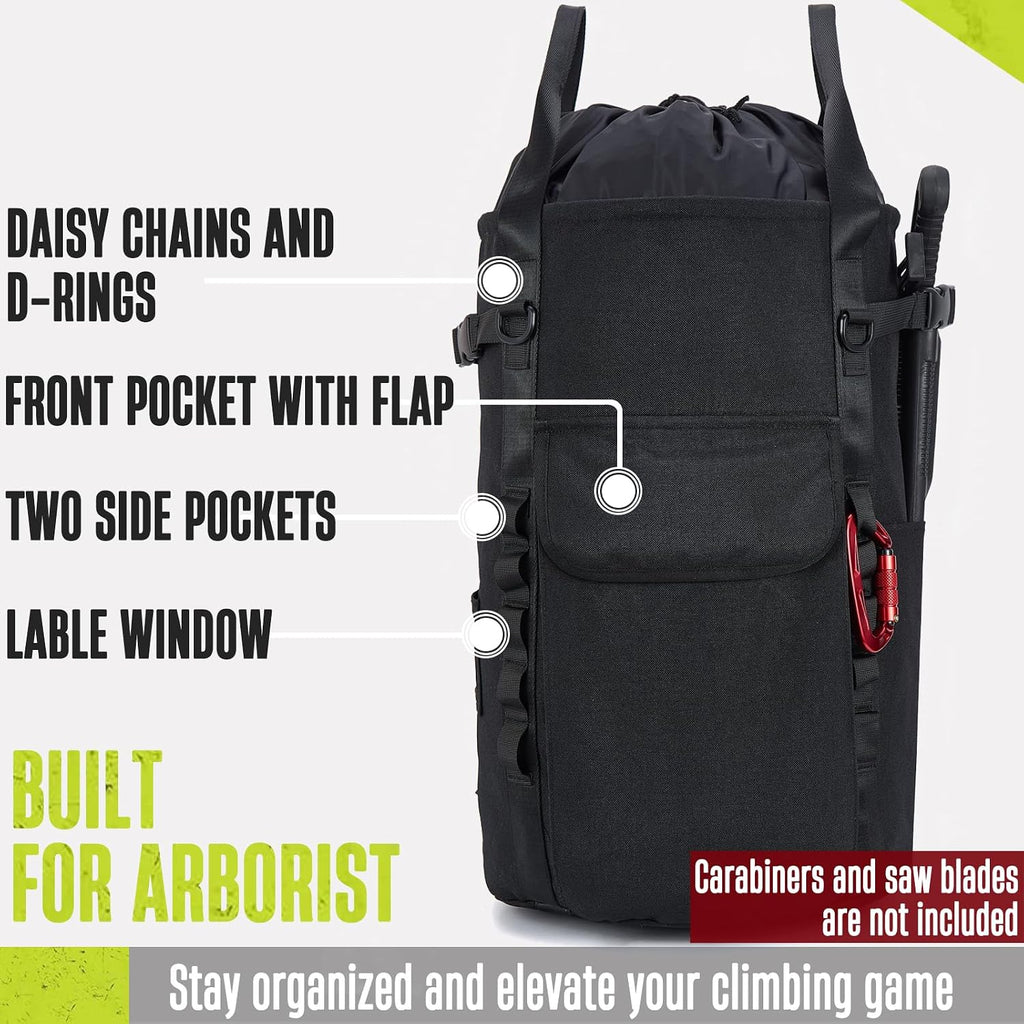 Arborist Rope Bag, 35L Tree Climbing Rope Bag, Arborist Equipment Bucket Backpack, Arborist Gear Carrier Bag with
