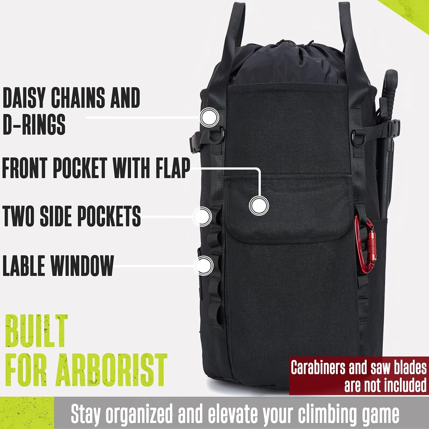 Arborist Rope Bag, 35L Tree Climbing Rope Bag, Arborist Equipment Bucket Backpack, Arborist Gear Carrier Bag with