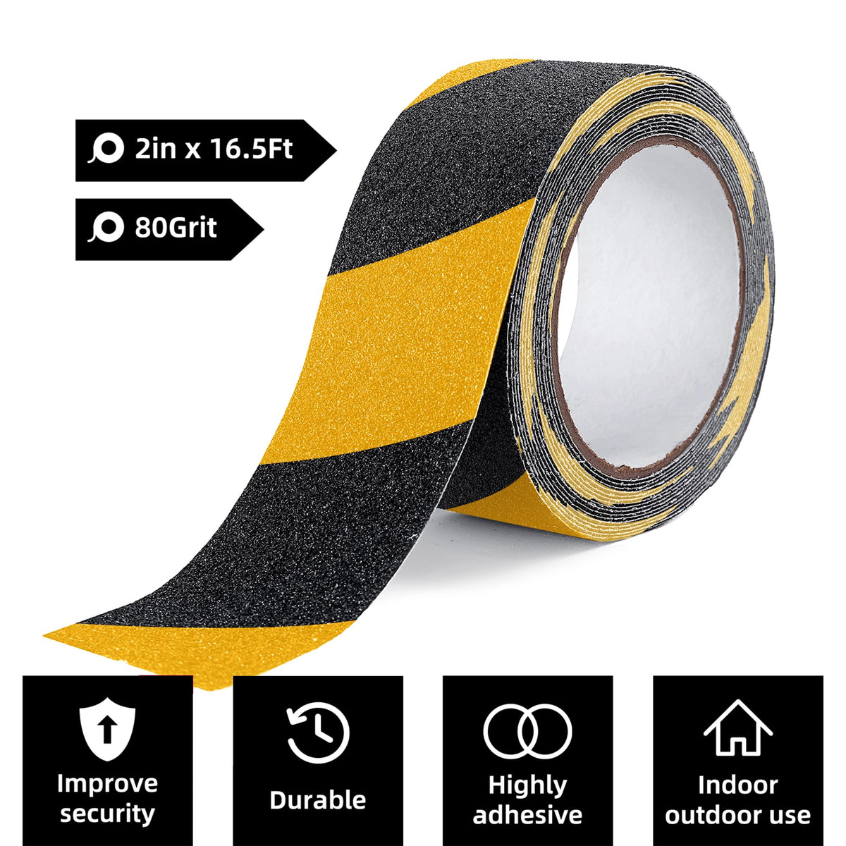 2" x16.5Ft Anti Slip Tape Yellow/Black Warning 1PC