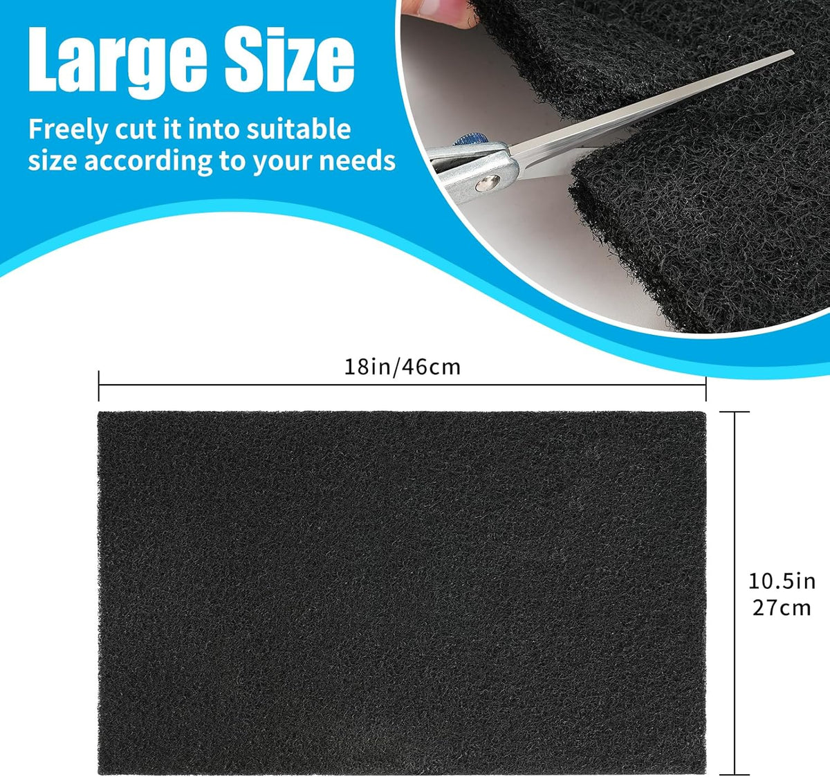 Aquarium Activated Carbon Filter Media Pad for Fish Tank Pond Canister Filter (10.5" x 18")
