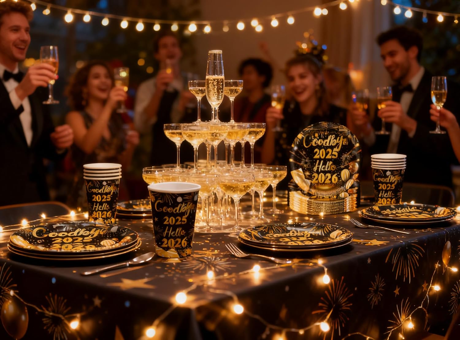 75 Pcs New Years Party Decorations Set Serve 25 New Years Eve Party Supplies 2026 BDTZ Goodbye 2025 Hello 2026 Plates