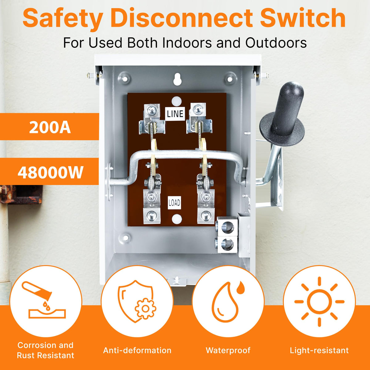 200 Amp Disconnect Switch, 2 Pole Non-Fused General Safety Switch