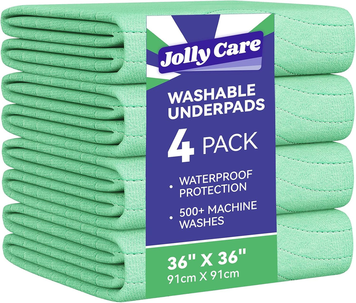 Washable Bed Pad Waterproof, 4 Pack 36"x36" Pads for Incontinence Adults