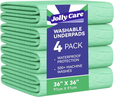 Washable Bed Pad Waterproof, 4 Pack 36"x36" Pads for Incontinence Adults