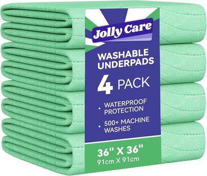 Washable Bed Pad Waterproof, 4 Pack 36"x36" Pads for Incontinence Adults
