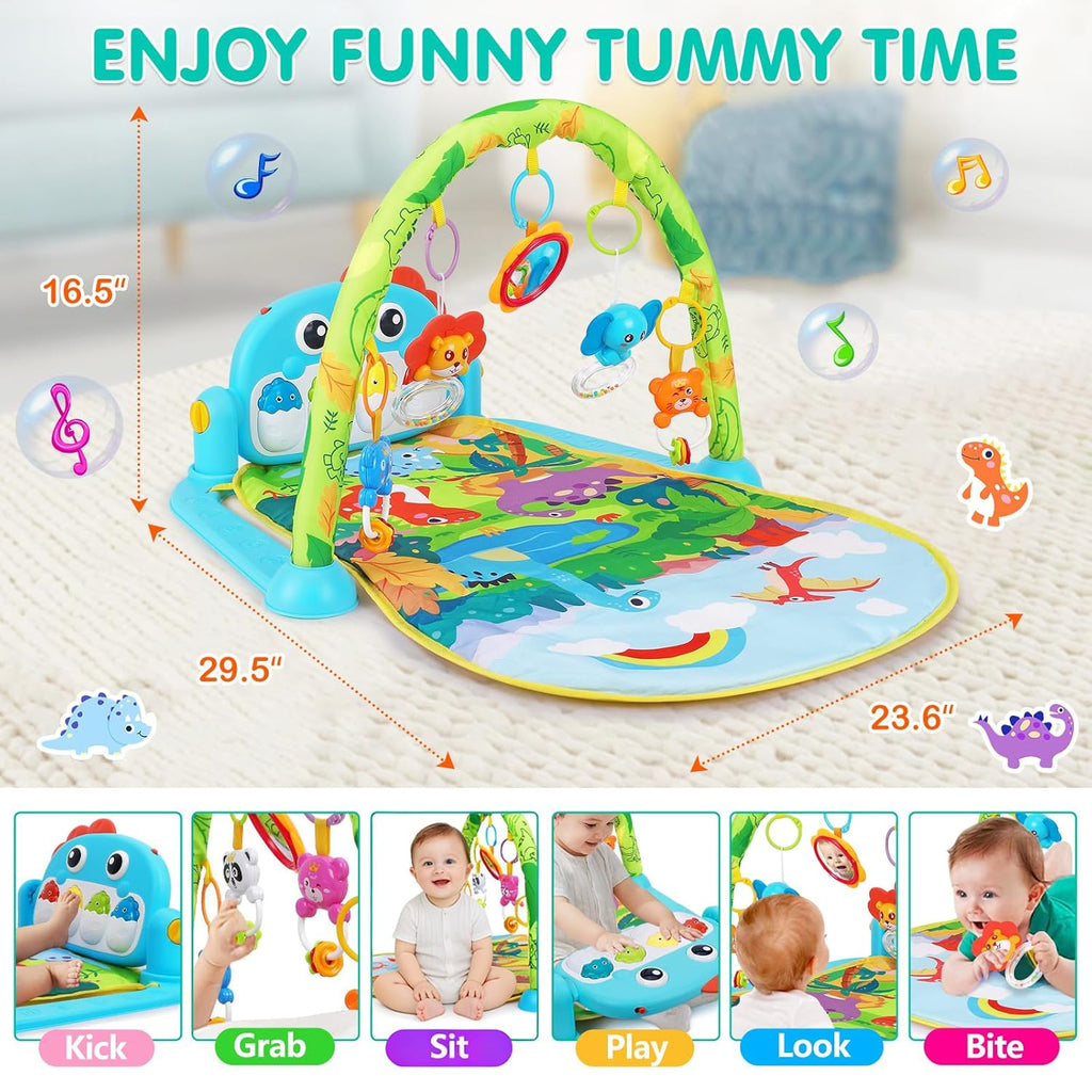Baby Gym Play Mats Baby Tummy Time Mat Musical Activity Center for Newborn Infant Piano Babies Play Mat Music & Light