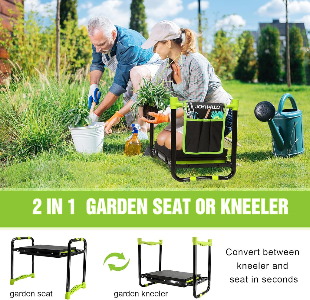 10.9in Wide Foldable Garden Kneeler and Seat, Heavy Duty with Thick Pad