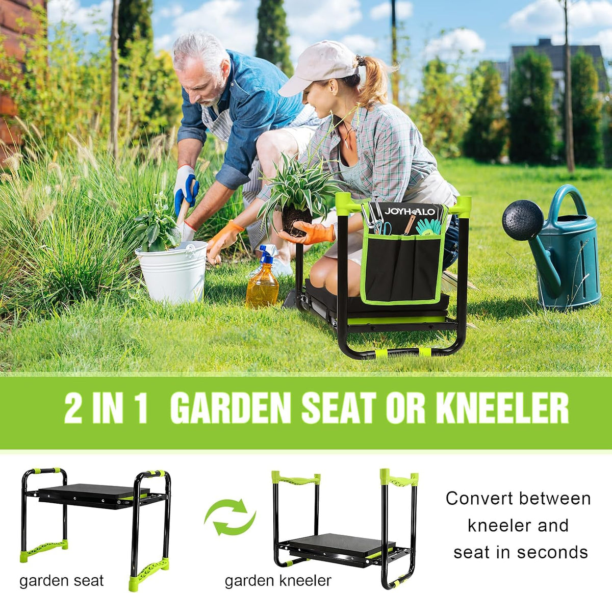 10.9in Wide Foldable Garden Kneeler and Seat, Heavy Duty with Thick Pad