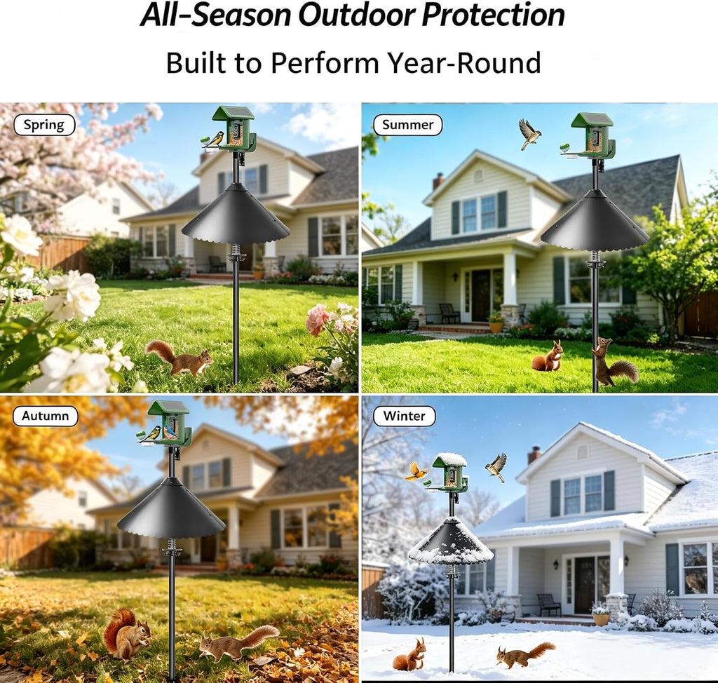Metal Squirrel Baffle for Bird Feeder Pole, 19-Inch Chew Proof Guard with Spring Motion, Heavy Duty Pole Mount