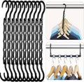 Black Magic Space Saving Hangers 10 Pack, Premium Smart Hanger Hooks, Sturdy Cascading Hangers with 5 Holes for Heavy