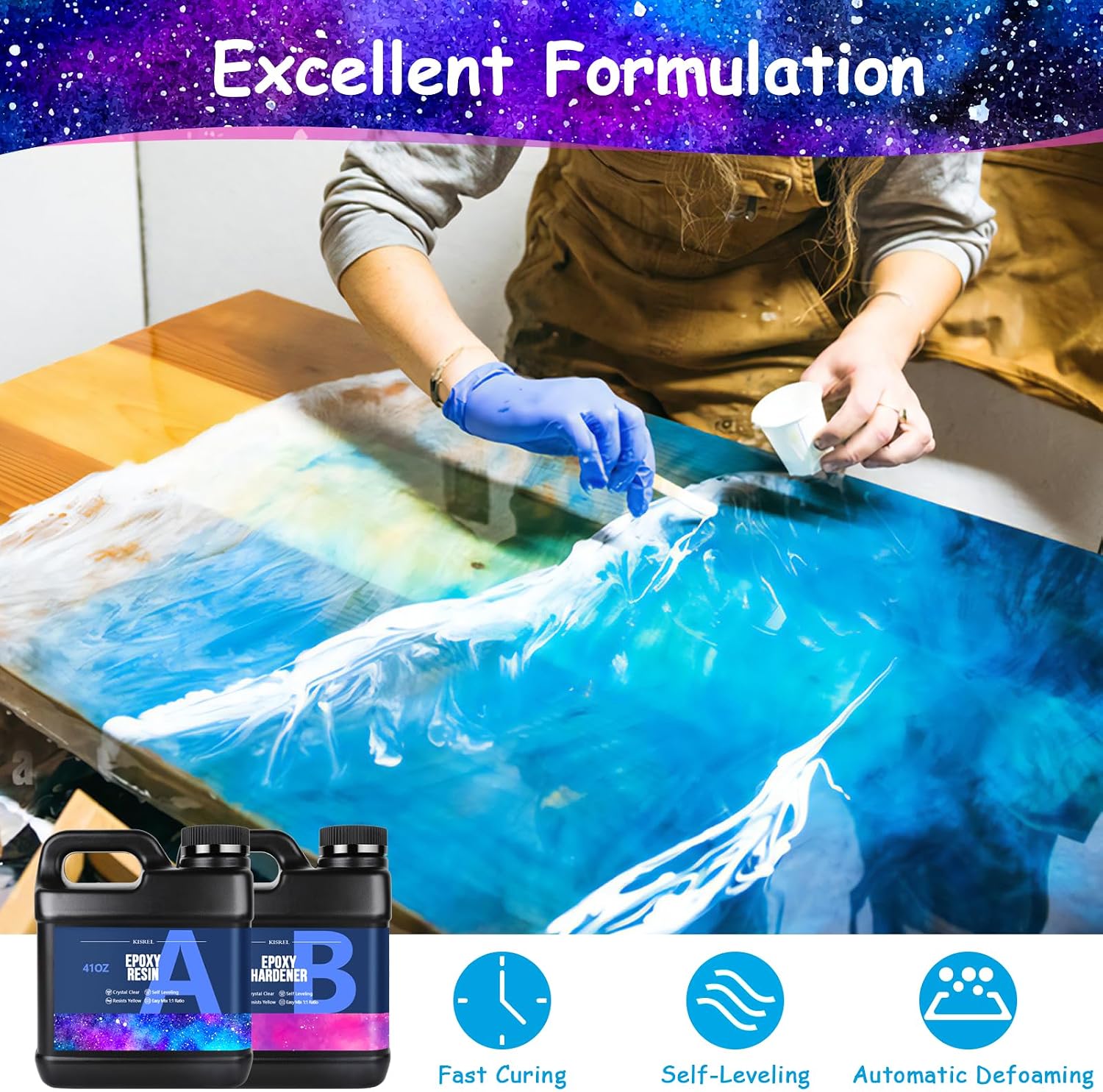 Epoxy Resin 82oz - Clear Epoxy Resin Kit with 15 Pigments and 15 Colors of Mica Powders - No Yellowing No Bubble
