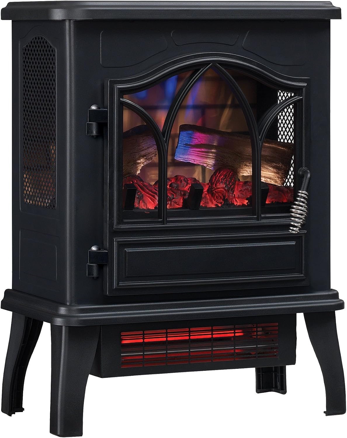 3D Infrared Quartz Electric Fireplace Stove Heater, Black