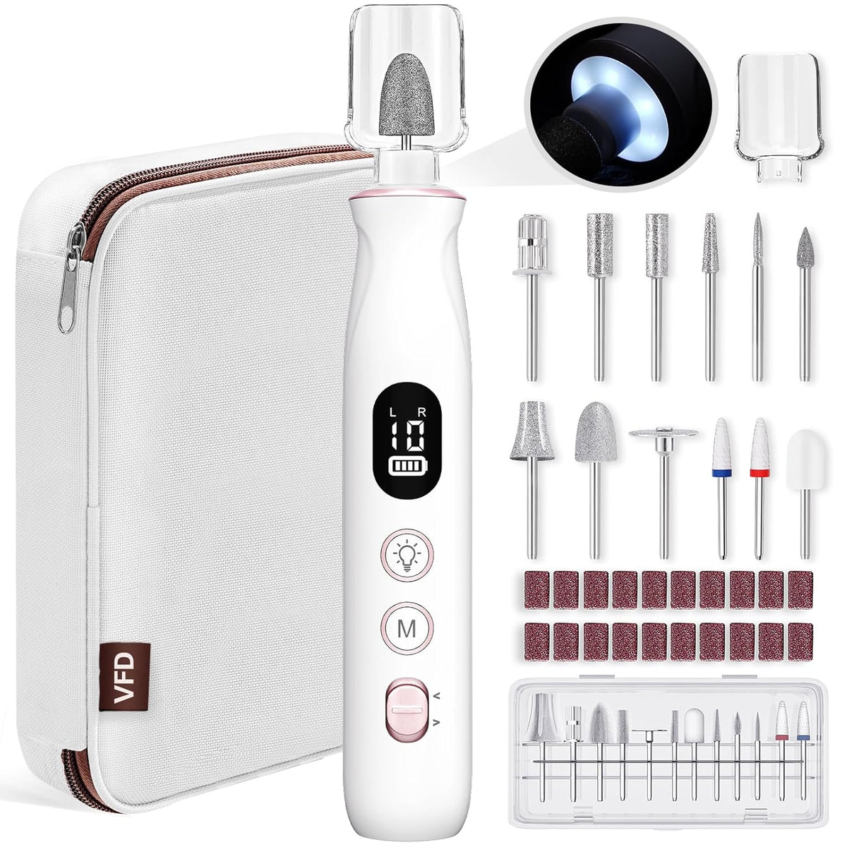 Electric Nail Drill Cordless 2000 mAh Rechargeable Portable Nail File Drill