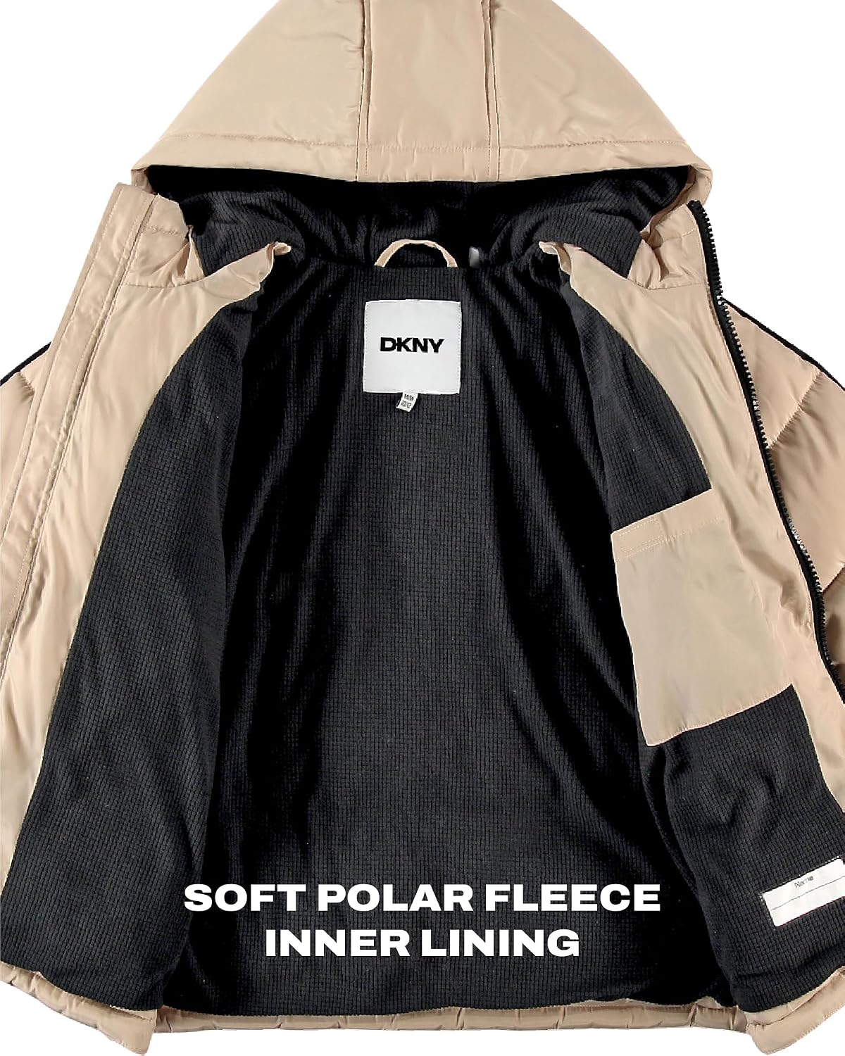 DKNY Boys Winter Jacket,Heavyweight Fleece Lined Puffer,Quilted Coat, Hat | Soft Polar Fleece Lined Warmth, Water