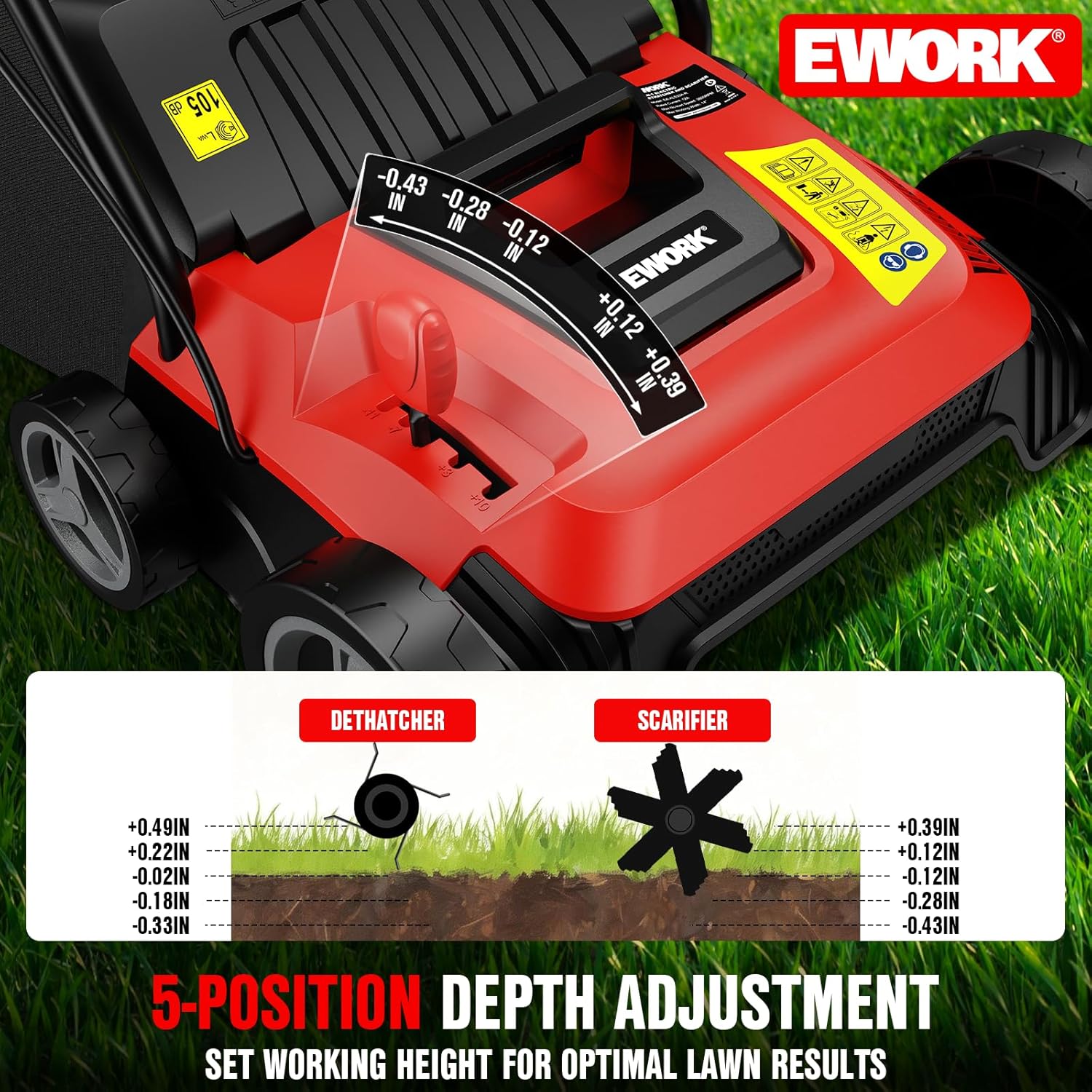 Electric Dethatcher and Scarifier 14-Inch 12 Amp with Grass Catchers | 2-in-1 Lawn Dethatcher and Aerator with 9.2