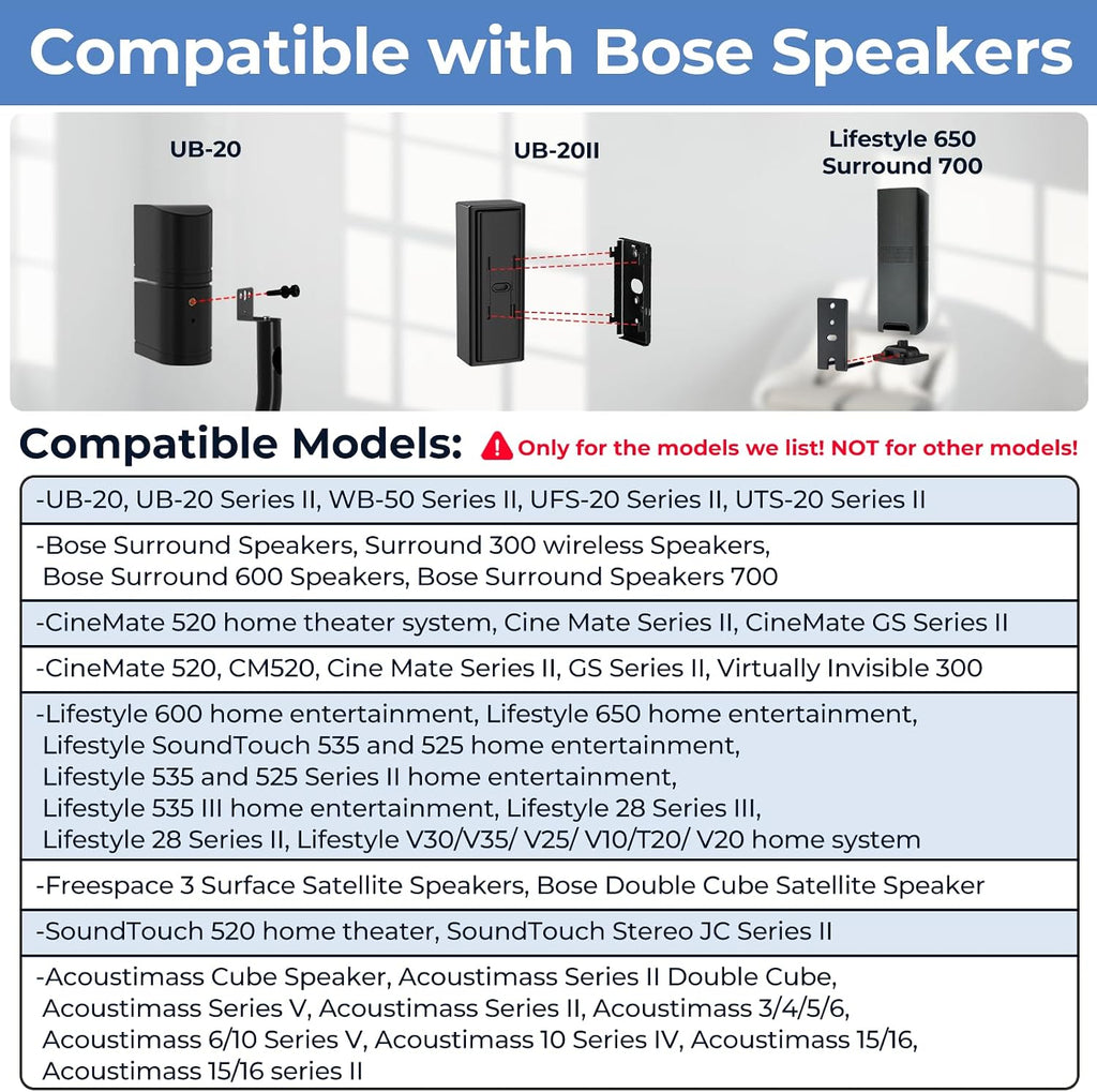 Pack of 1 Height Adjustable Stand for Bose Speaker Stands, with Slideconnect Bracket