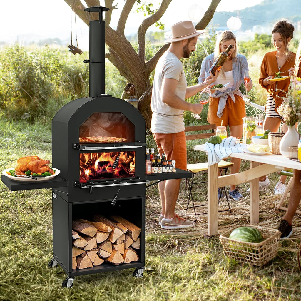 Outdoor Pizza Oven Wood Fired, Pizza Maker on Wheels