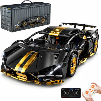 RC Car Building Kit, Opening Doors, 1:14, Black and Gold