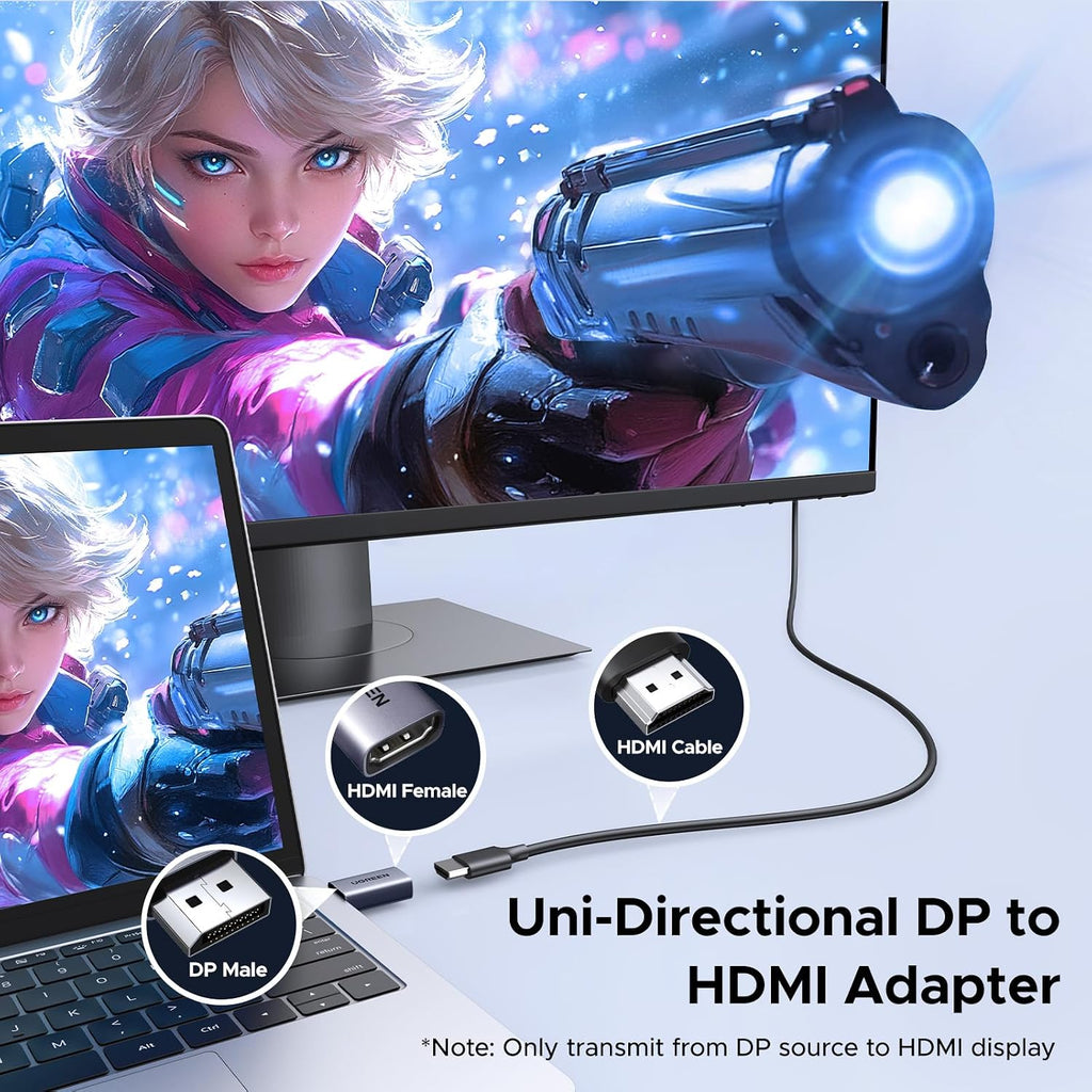 4K DisplayPort to HDMI Unidirectional Adapter, 2-Pack | DP 1.2 to HDMI 1.4, Male to Female Converter, Support 3D HDR