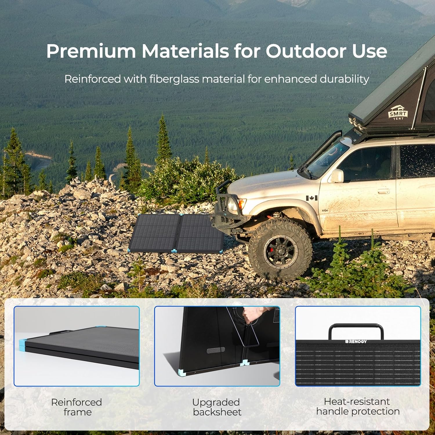 100W Portable Solar Panel, 25% High Efficiency for Power Stations | 100 Watt Foldable Suitcase, Fast Setup with