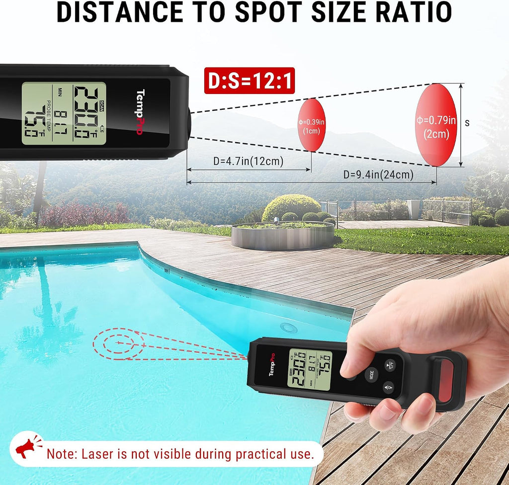 TempScan 2-in-1 Infrared Thermometer Gun with Meat Probe, Black