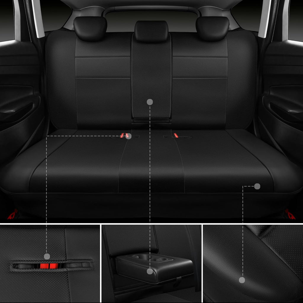 Leather Seat Covers Full Set Universal Water Resistant 3D Foam Back Support, Luxury Comfort Automotive 5 Seat Covers