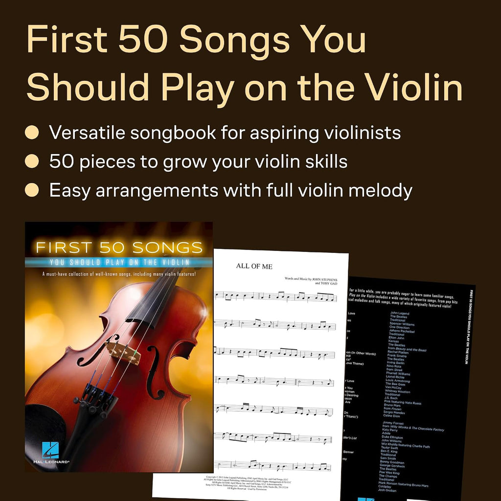 First 50 Songs You Should Play on the Violin | Beginner Violin Songbook with Pop, Classical & Movie Hits | Includes