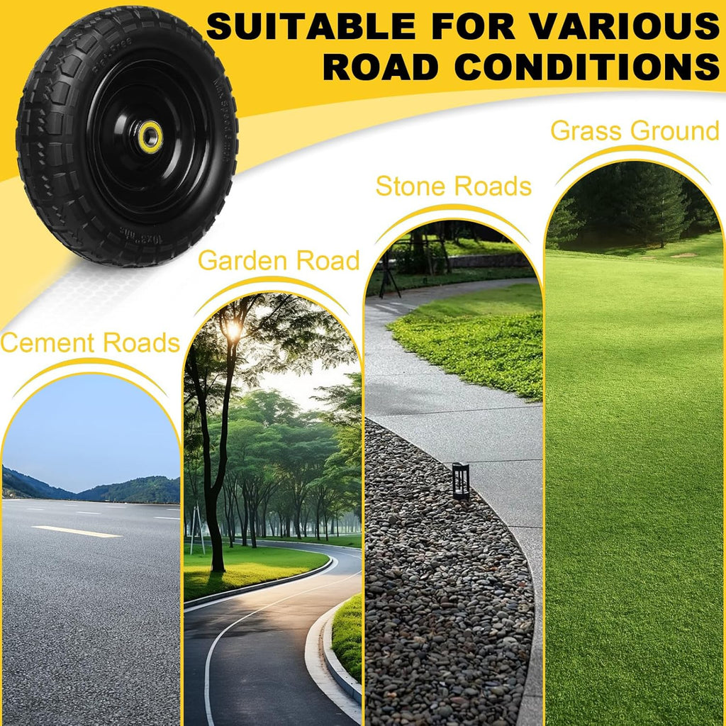 13 Inch Solid Rubber Tires, 4.00-6 Tire Flat Free with 5/8" Bearings, 2.17" Offset Hub for for GOR Garden Carts
