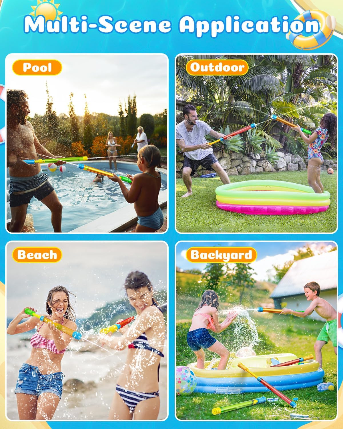 Water Gun Squirt Toys for Kids Adults Shoot Up to 40 Feet 18 Pack | Outdoor Super Blaster, for Age 3-4-5-8-12 Bulk