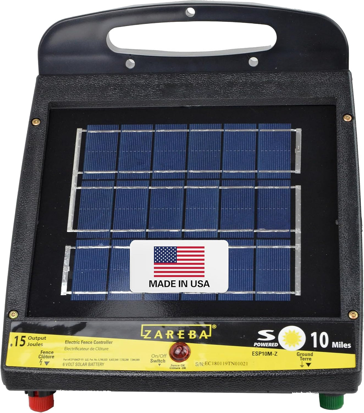 10 Mile Solar Powered Low Impedance Electric Fence Charger | Contain Cattle, Horses, Goats, & Livestock, 0.15 Output