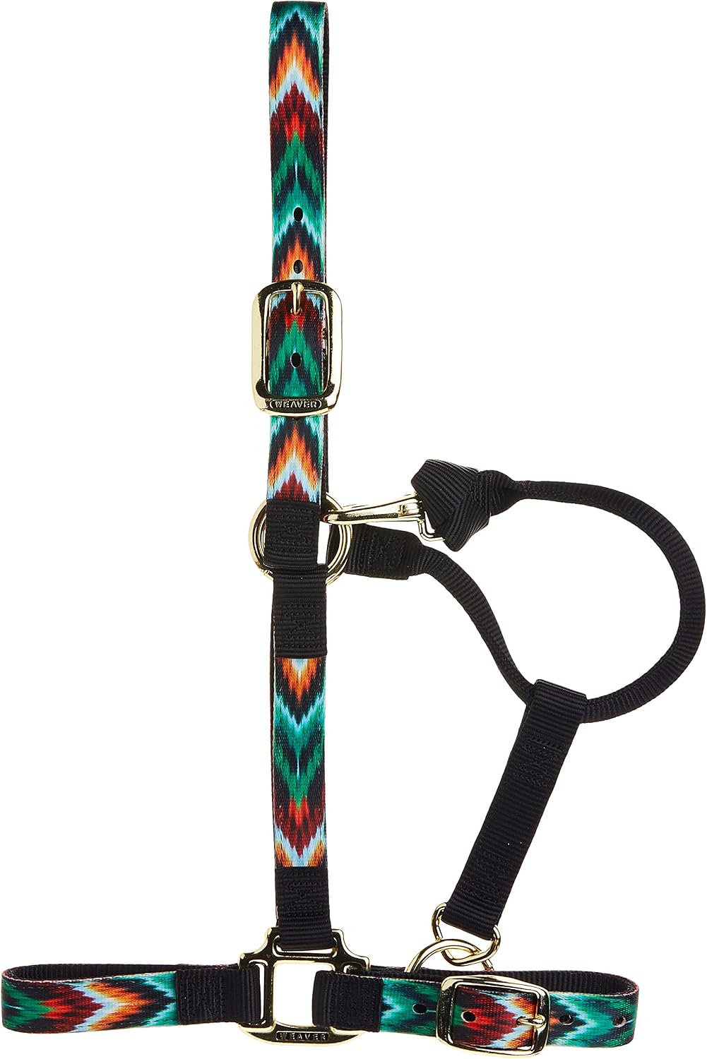Nylon Horse Halter, Patterned Webbing, Adjustable Chin & Throat Snap Halters for Horses, Equine Tack,Average Size