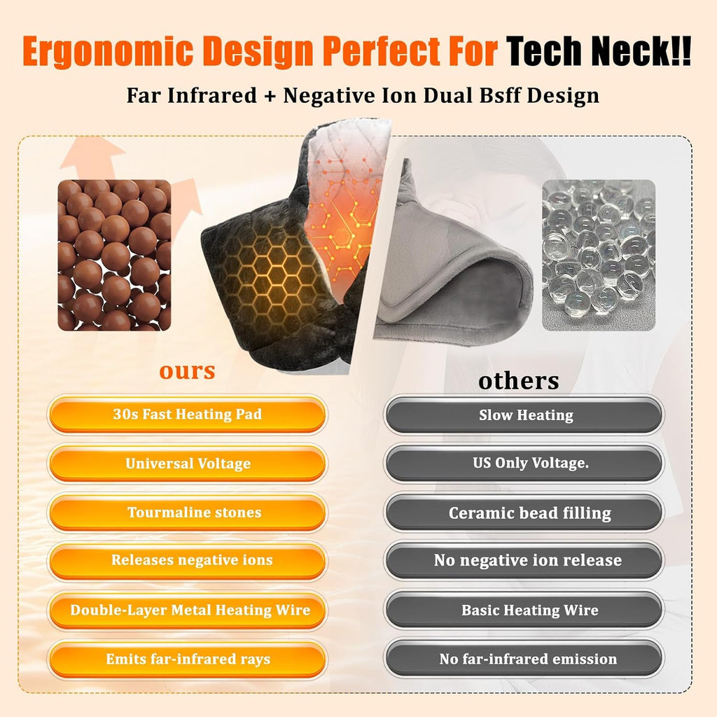 Weighted Far Infrared Heating Pad for Neck Shoulders & Back, 30S Fast Heat