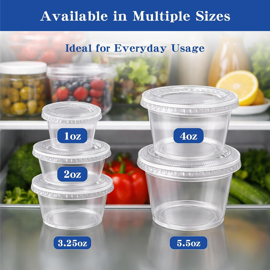 400 sets - 3.25 oz Portion Cups with Lids, Jello Shot Cups with Lids