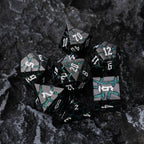 Metal Dice - Ancient Cracked - Black Green Glitter Cracks