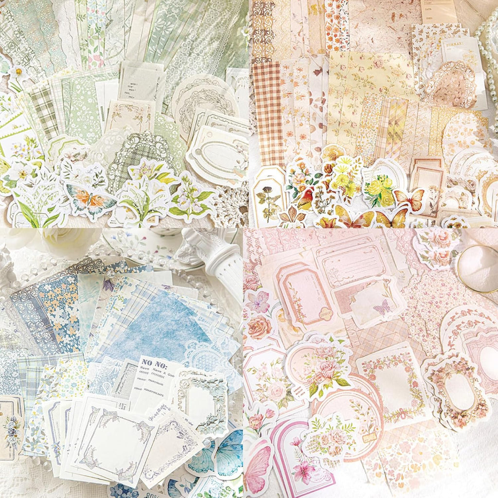 400 Sheets Scrapbook Papers Journaling Stickers Scrapbooking Supplies Kit Junk Journal Supplies Decorative Craft