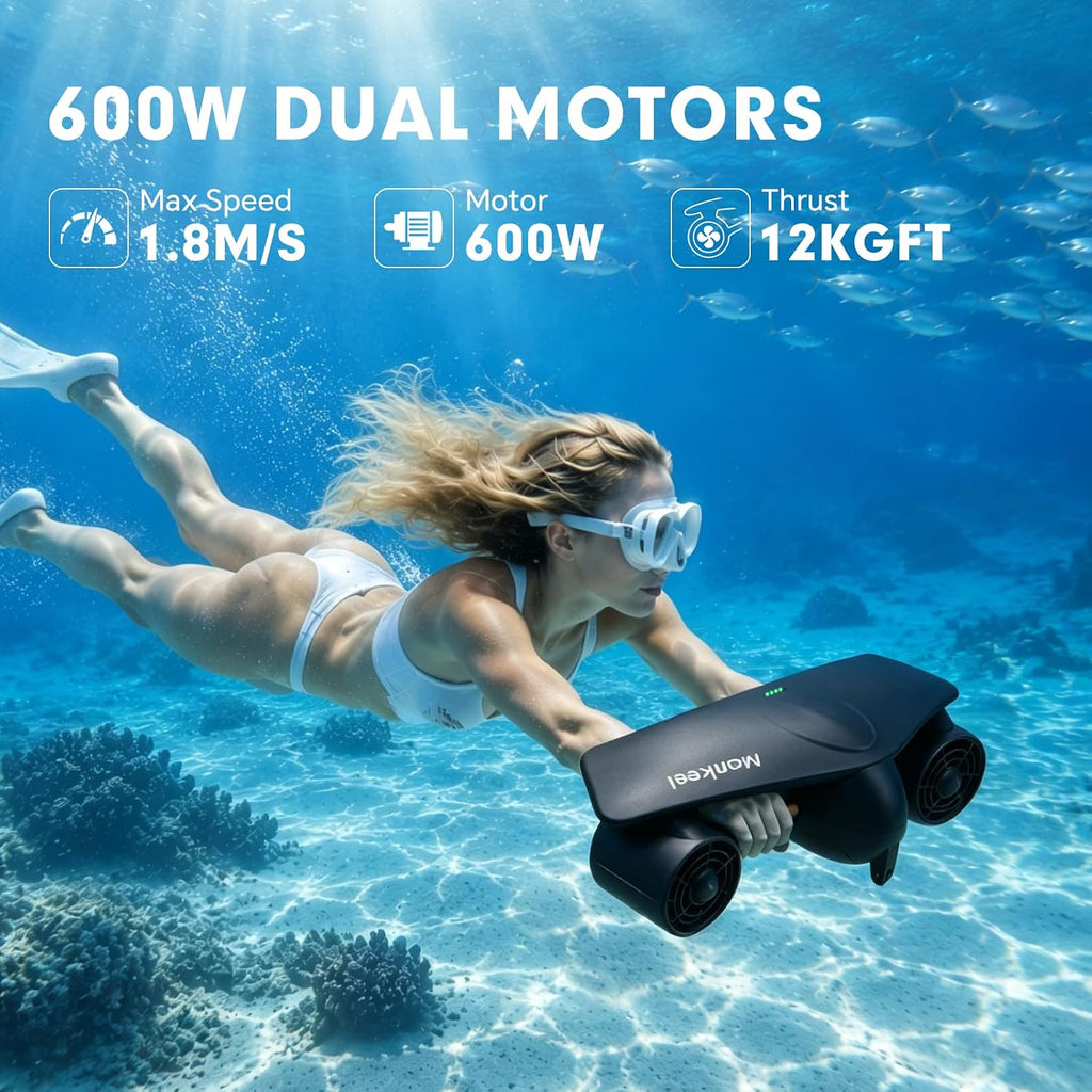 Underwater Scooter with Action Camera Mount, 26lbf Sea Scooter 30 Minutes Water Scooter for Adults 50M Waterproof