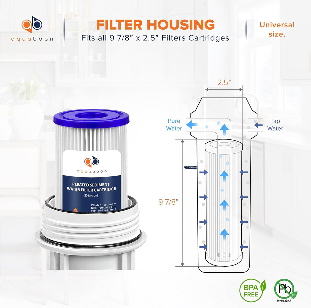 20 Micron Pleated Sediment Filter Cartridge 10 x 2.5 6-Pack