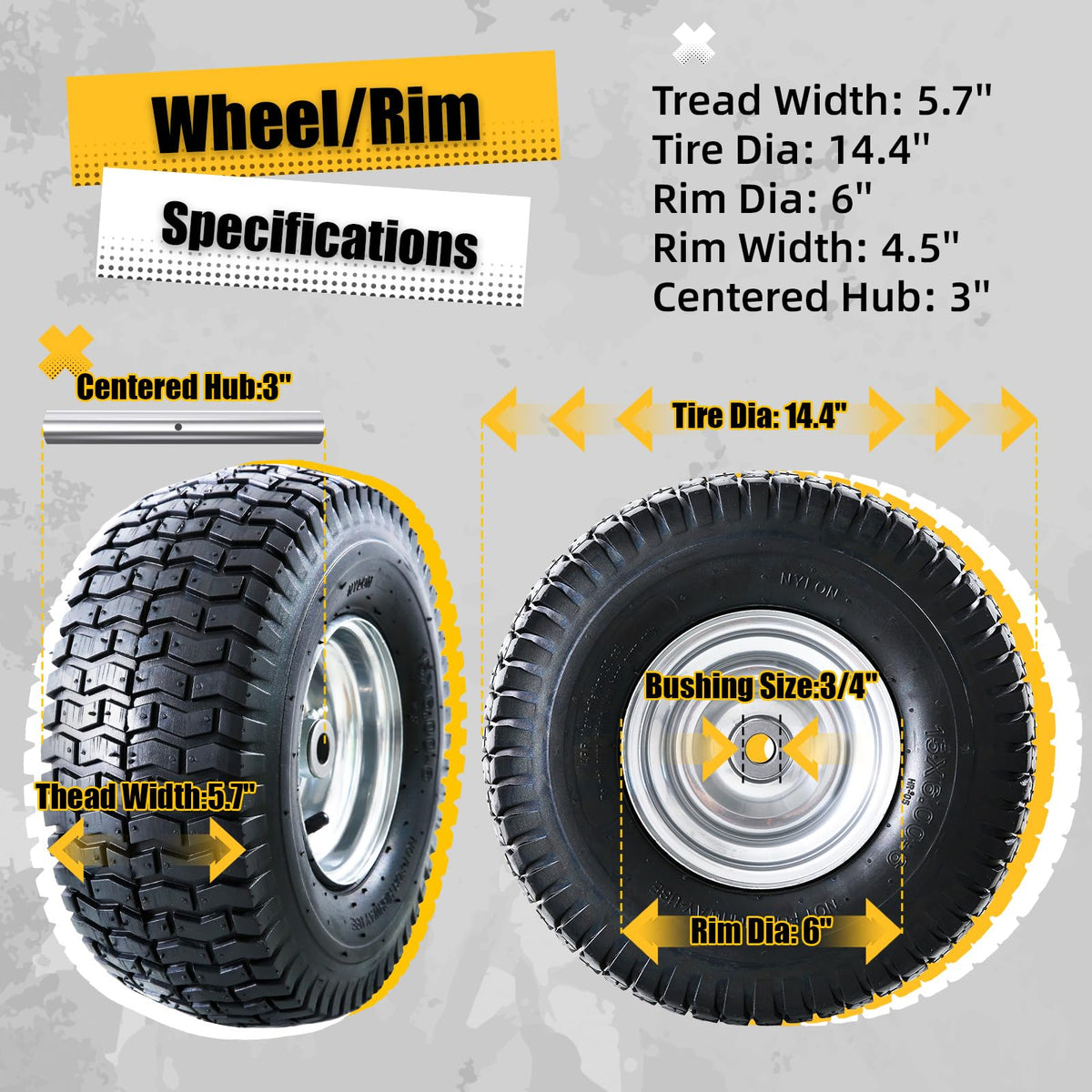MZREXN 15x6.00-6 Lawn Mower Tires and Wheel Front Tires Replacement
