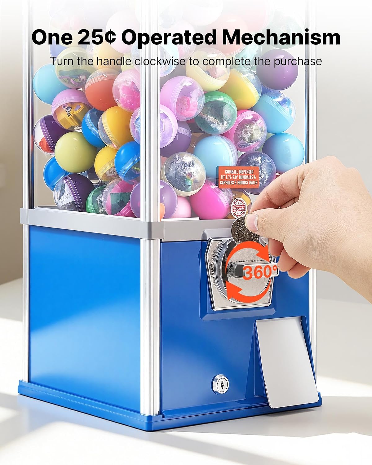 Gumball Machine, 21 inch Candy Vending Machine Dispenser, 25-Cent Vending Machines for Shopping Malls, Supermarkets