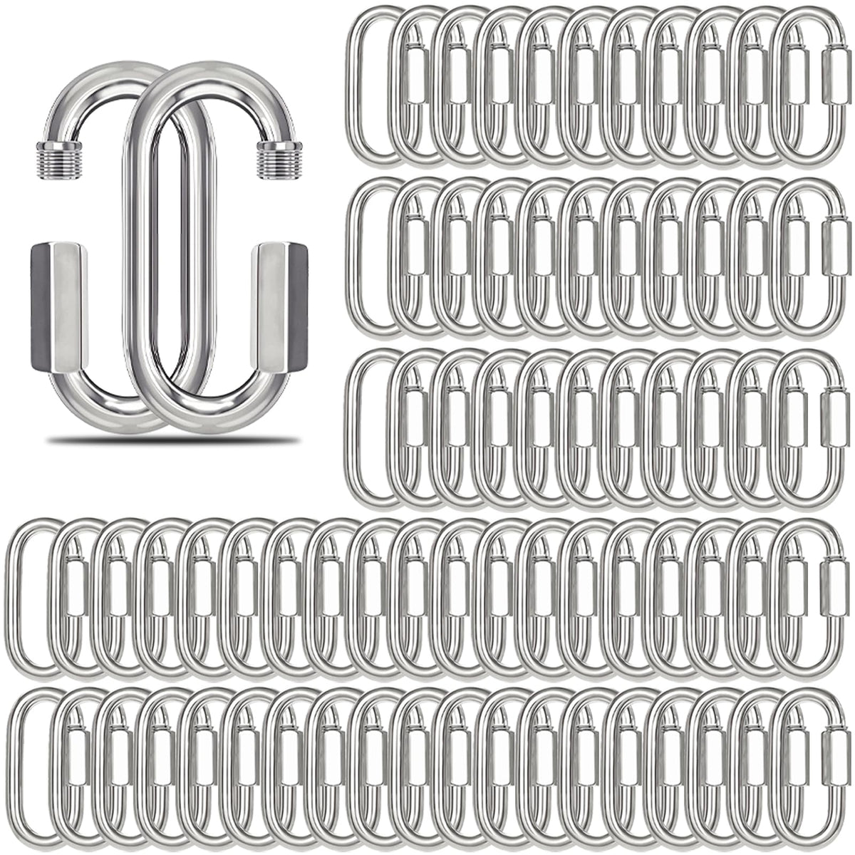 100PCS Quick Link, 2.36 in Heavy Duty Chain Link,Silver