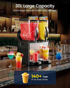 30L Commercial Slushie Machine, Dual Tank with LED Control