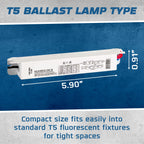 T5 Fluorescent Ballast, 14W, 120V, 1 Lamp, Rapid Start, 2 Pack