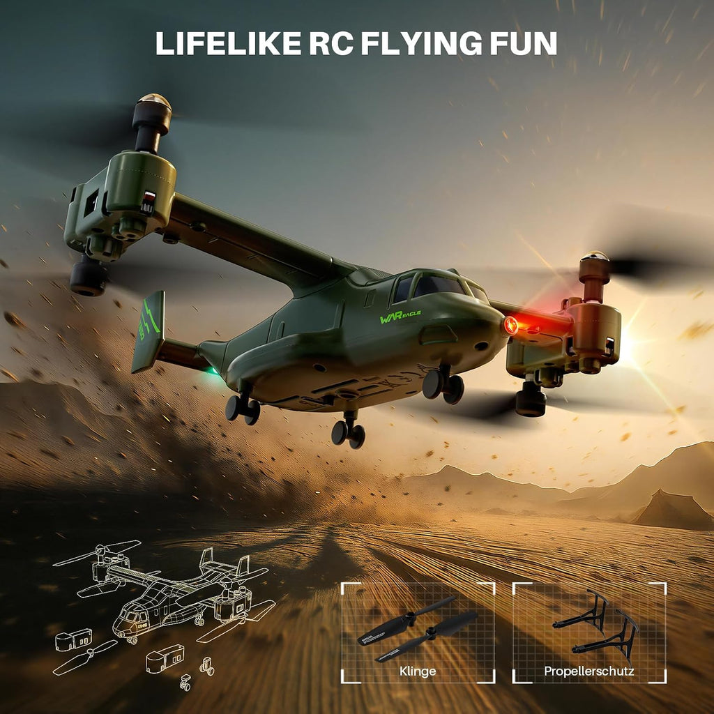 X550 RC Plane, 4CH Tiltrotor for Kids & Beginners, Stunt Flight | 6 Stunt Moves with 360° Flips, Spins, Climbing